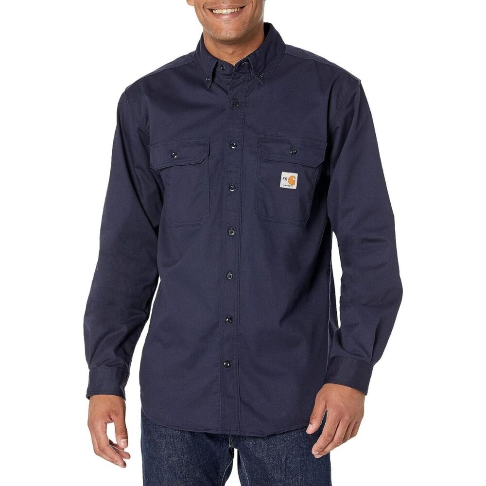 Carhartt Men's Solid Fr Long Sleeve Button Down Work Shirt XXL